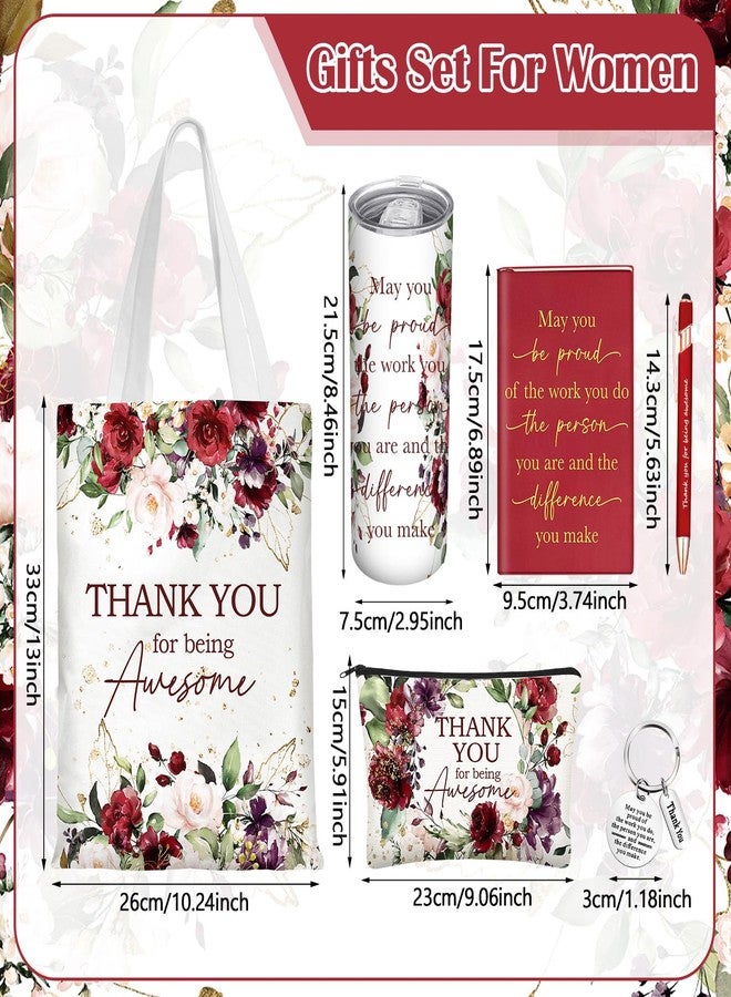 Wiwiqing 6 Pcs Appreciation Gift Set for Coworker Female Women Thank You May You Be Proud Ink Flower Gifts for Employee Staff Volunteer Administrative Professional Assistant(Vintage Style) - Image 4